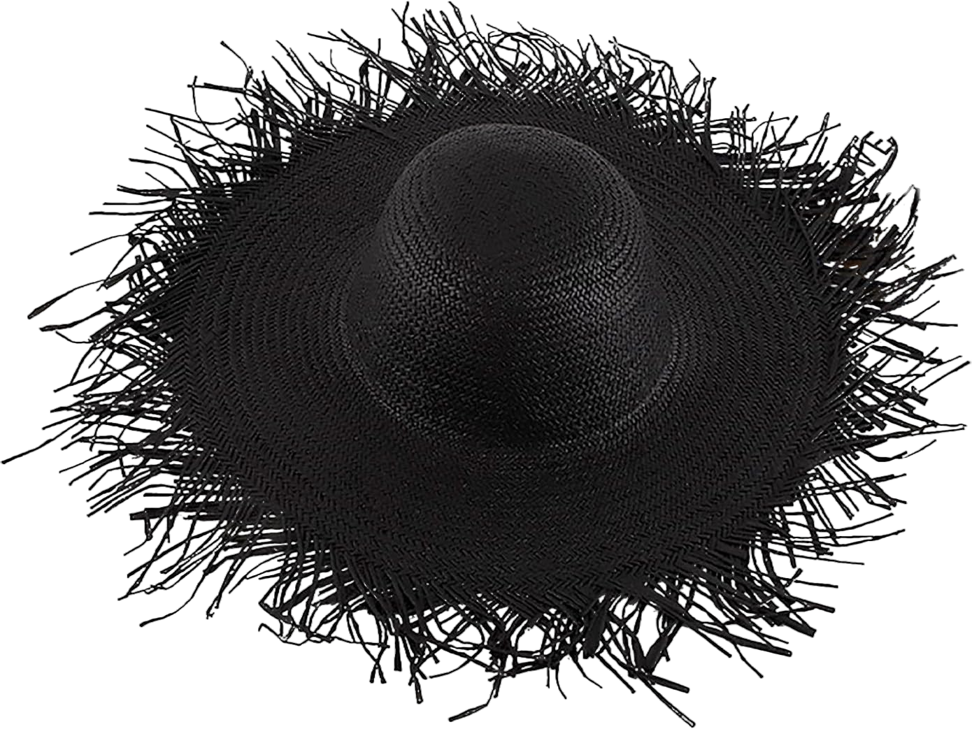 Womens Beach Straw Hat Summer Frayed Straw Bucket Sun Hats Floppy Wide Brim Beach Straw Bucket Hat Raffia UV Protection Hat Large-X-Large Black