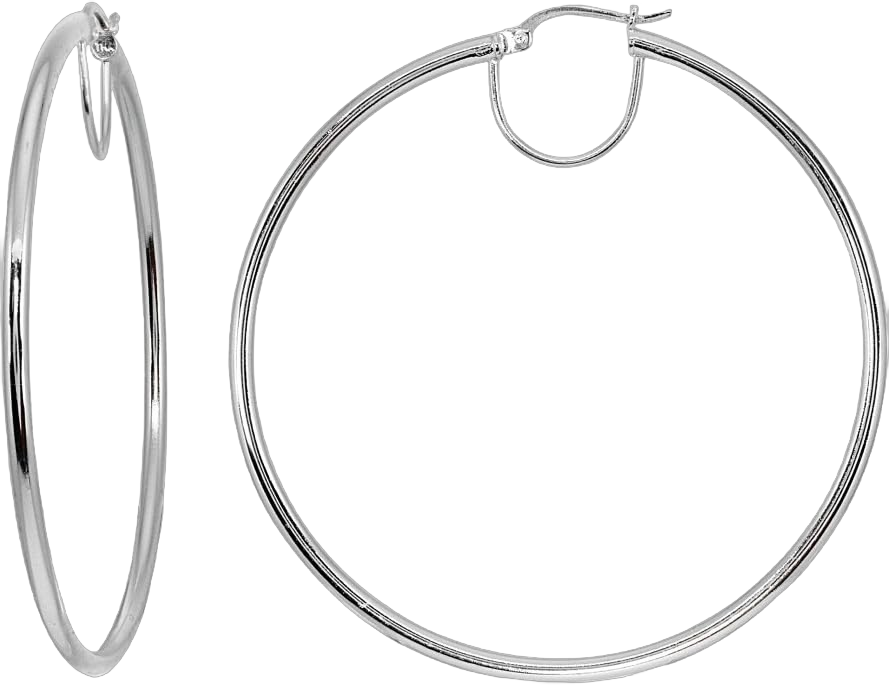Sterling Silver Polished Round Large Hoop Earrings for Women (2x50mm-70mm Diameter) 60mm-2 1/3" Silver