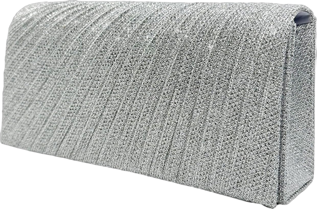 ljhnba Women Sparkling Shoulder Handbags Pleated Clutch Purse Evening Bag Formal Party Clutch Bags Wedding Party Bridal Purse Silver