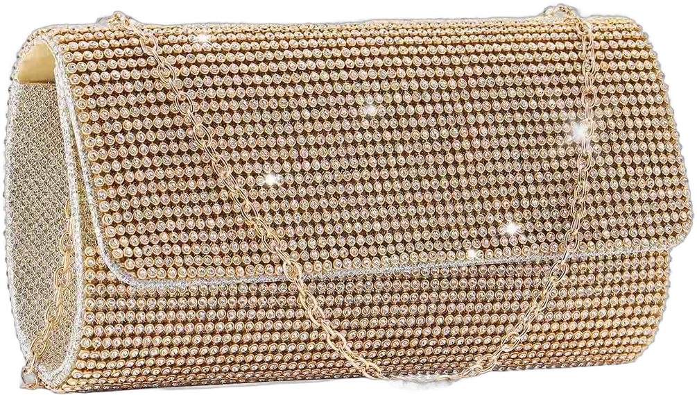 Yokawe Women's Bling Crystals Evening Clutch Bag Sparkly Rhinestone Purse Crossbody Bags Wedding Prom Party Handbags Gold