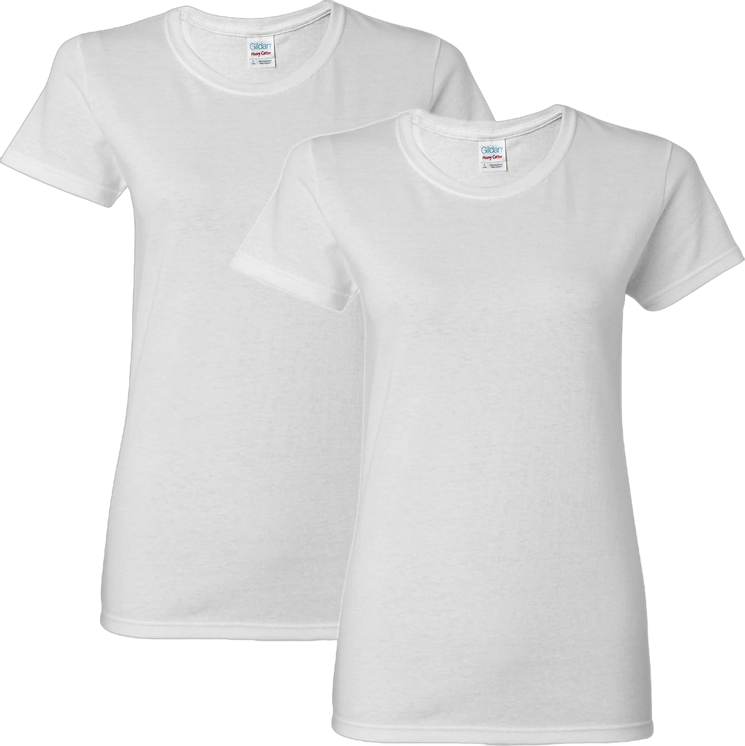 Gildan Women's Heavy Cotton T-Shirt, Style G5000L, 2-Pack Medium White