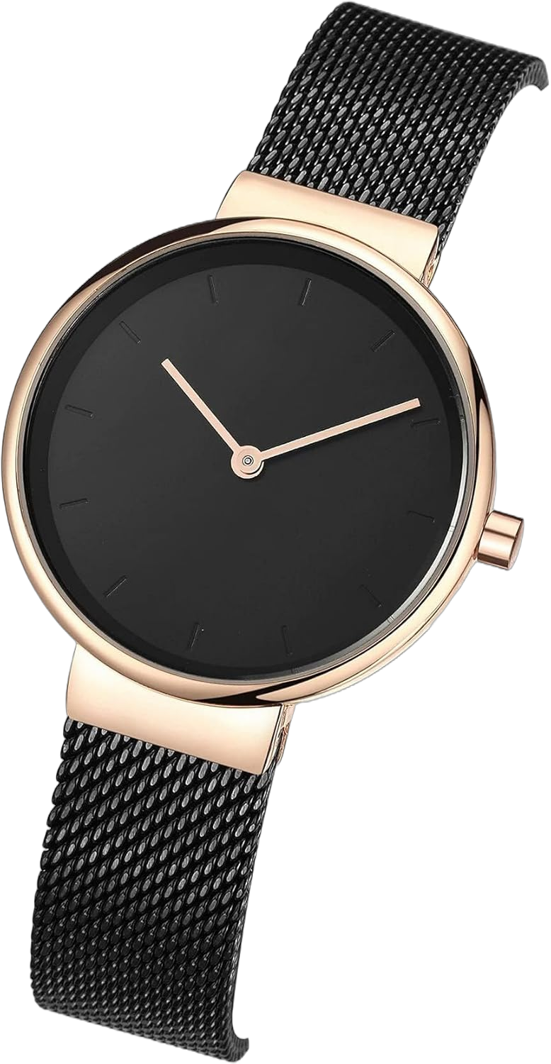 Fashion Simple Women's Quartz Watch Stainless Steel Mesh Strap Business Wrist Watch Black