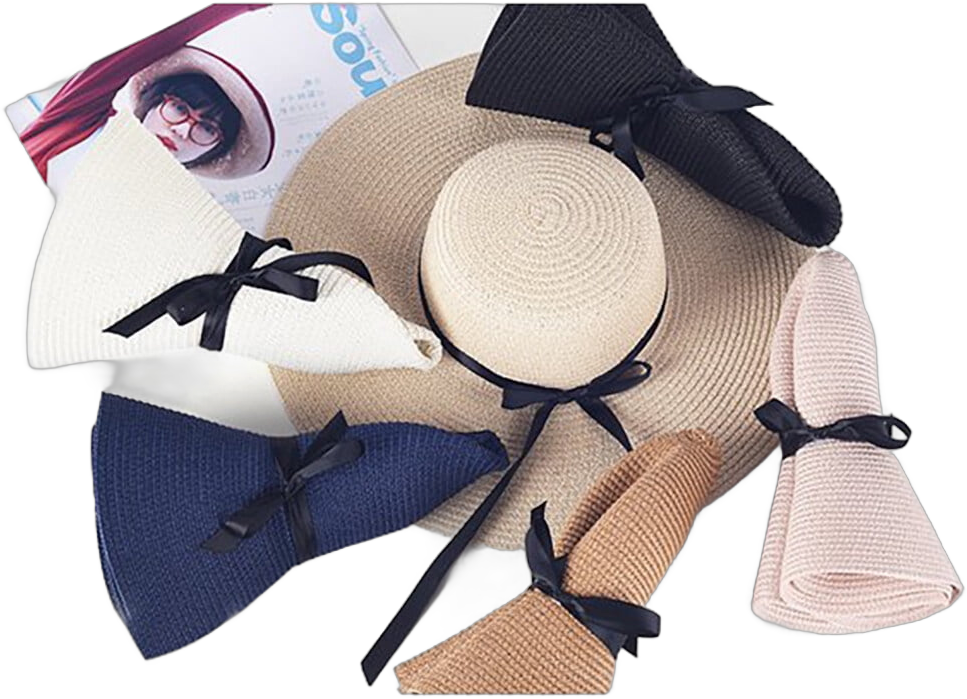 Bangcool Women's Beach Hat Portable Packable Roll Up Wide Brim Sun Visor UV Protection Floppy Crushable Straw Beach Hat Bonnet Beach Cap Sun Hat for Women Ladies, Black, Khaki, Navy