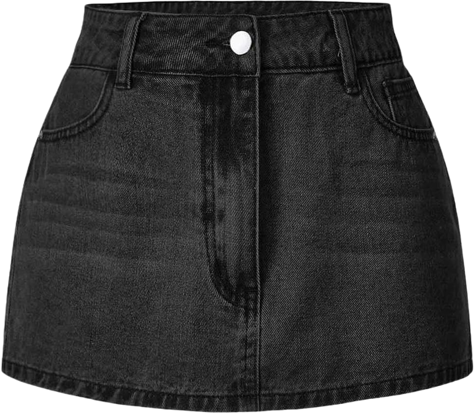SHENHE Women's Denim Mini Skirt Low Rise Button Zip Fly Casual Y2k Mini Jean Skirt Dark Grey Small