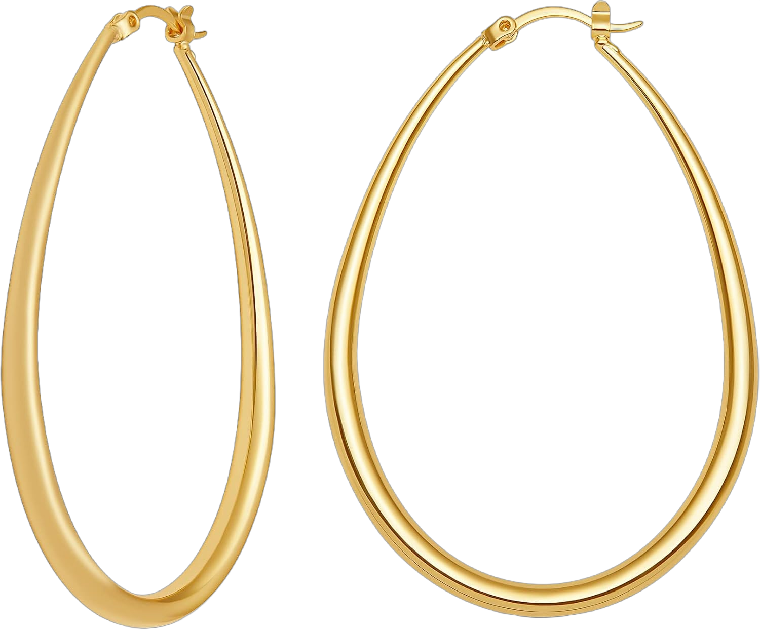 MILLA Oval Hoop Earrings - 14K Gold Plated, Rose Gold Plated and Sterling Silver Plated Hoop Earrings for Women - Hypoallergenic & Lightweight 14K Gold Plated / 2.2 in - MEDIUM