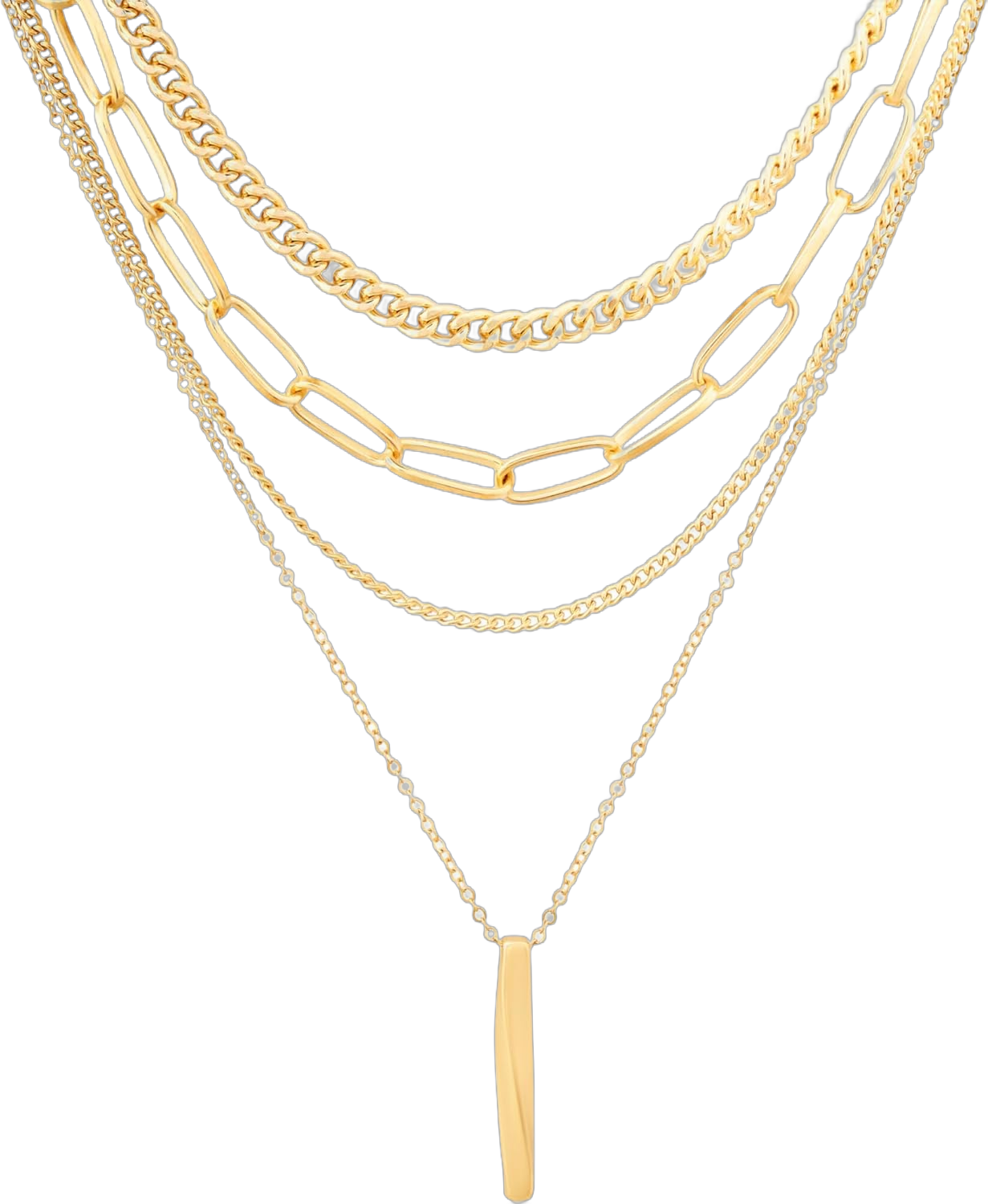Sacina Gold-tone Layered Bar Necklaces, Chunky Chain Necklaces, Grunge Necklace, Emo Necklaces, Gothic Necklace, Punk Necklace, Christmas Jewelry Gift for Women