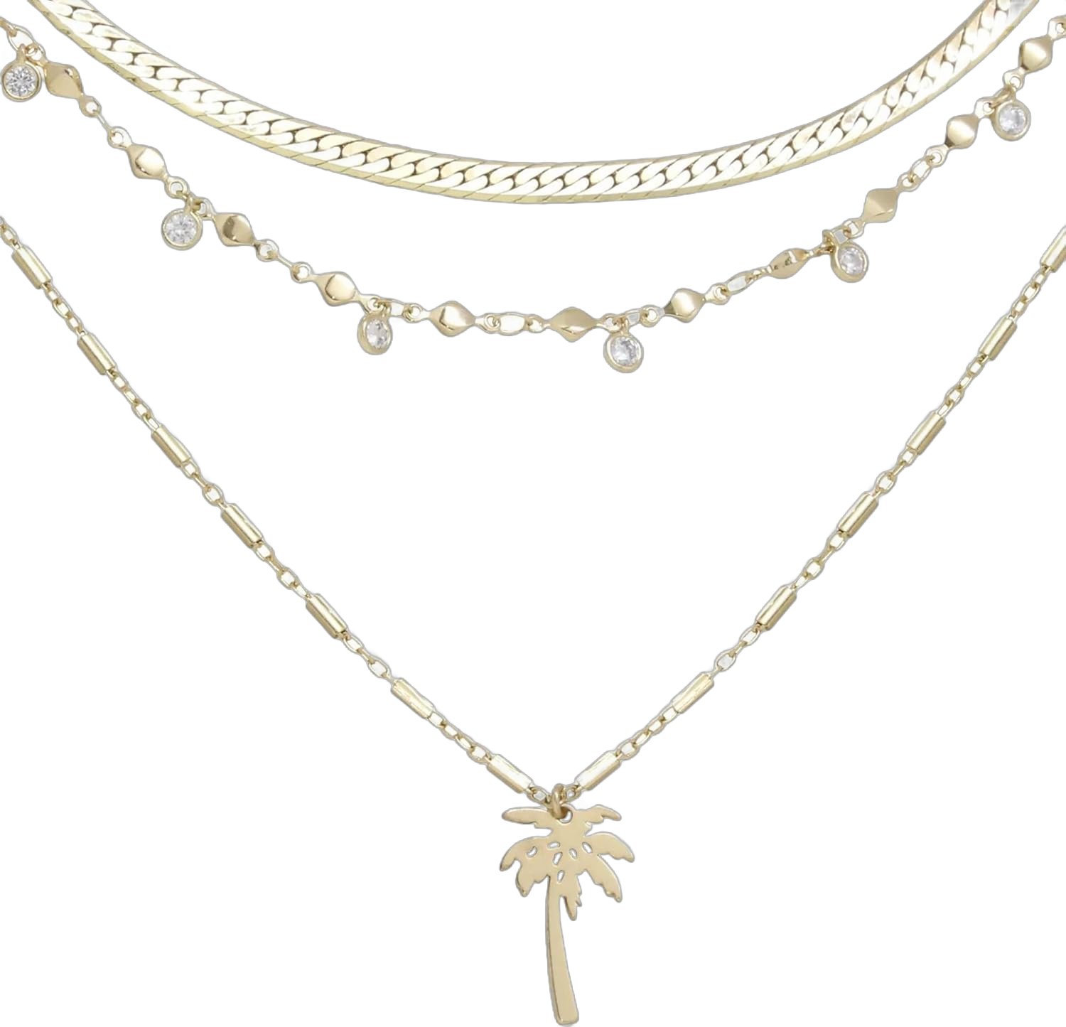 Ettika Layered Necklace for Women. West Palm Layered 18k Gold Plated Necklace. Fashion Jewelry