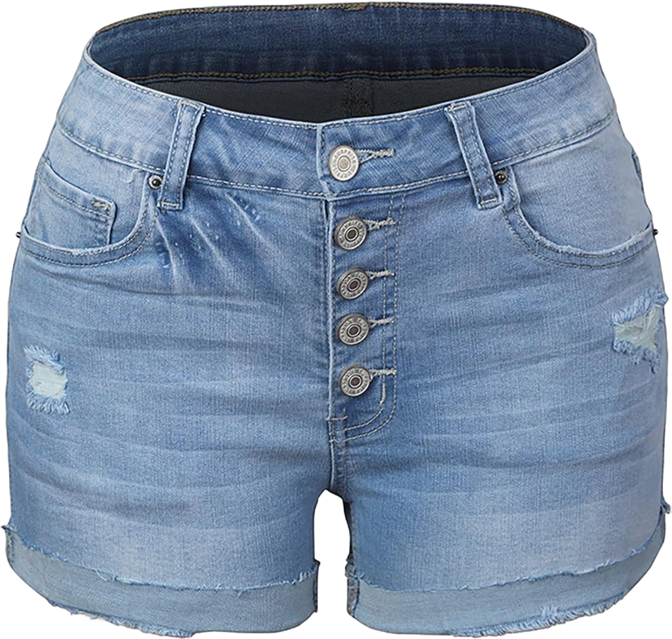 Jean Shorts for Women Sexy Ripped Mid Rise Summer Hot Raw Hem Denim Shorts with Pockets Fashion Street Casual Shorts Z16 Light Blue Large