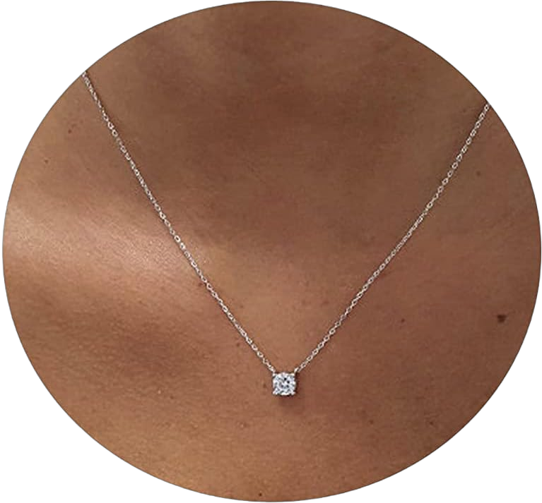 Kyerlyn Cubic Zirconia Choker Heart Shaped Diamond Choker Solitaire Necklace for Women Dainty Gold Filled Tiny CZ Diamond Choker Necklace… Diamond Big ：Silver