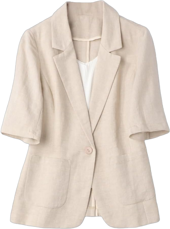 IDEALSANXUN Womens Short Sleeve 100% Linen Blazer Casual Lightweight Suit Jackets Large Beige
