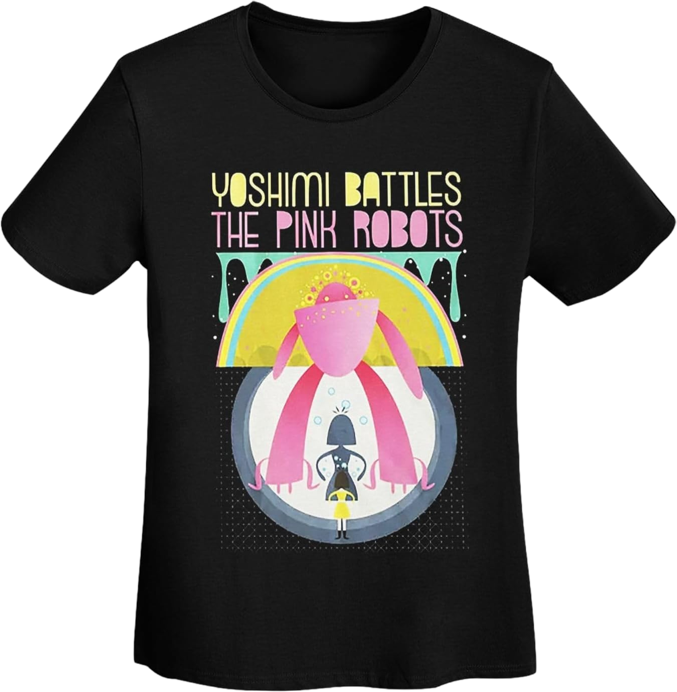 Womens American The Rock Flaming Band Lips Short Sleeve T-Shirt Tops for Women 70s 80s Crewneck Graphic Tees Costumes for Girls Women Large Black