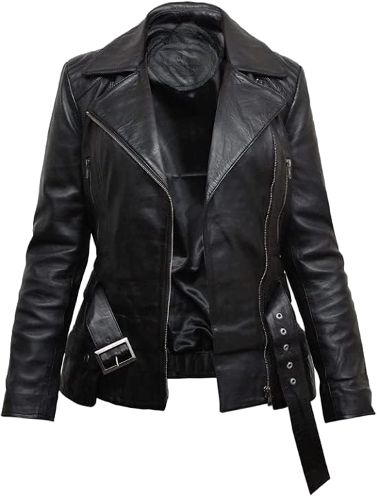 USC Bravado Black Biker Classic Vintage Leather Jacket For Women| Women's Zipper Front Casual Motorcycle Outerwear Jacket