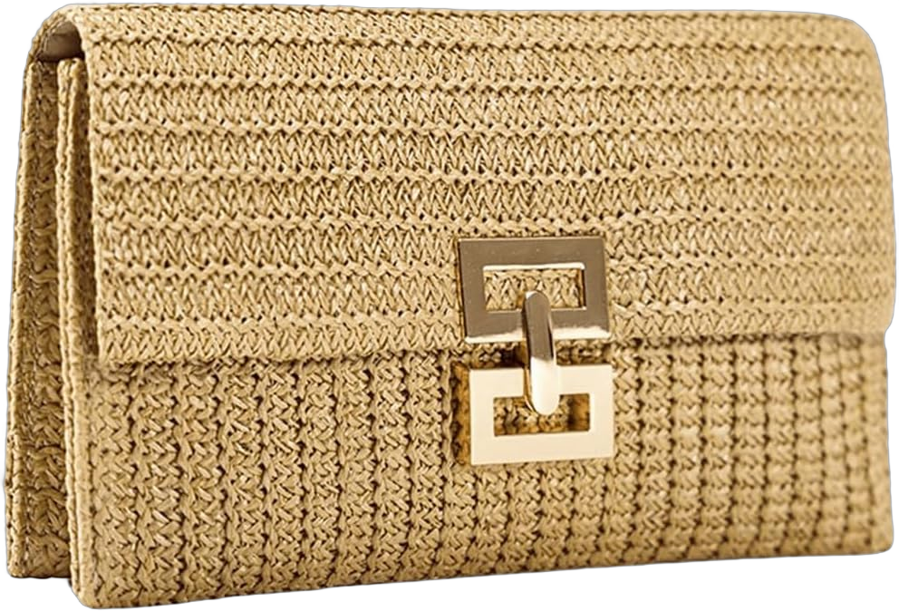 Verdusa Women's Straw Clutch Purses Summer Handbags Woven Envelope Clutches One Size Khaki