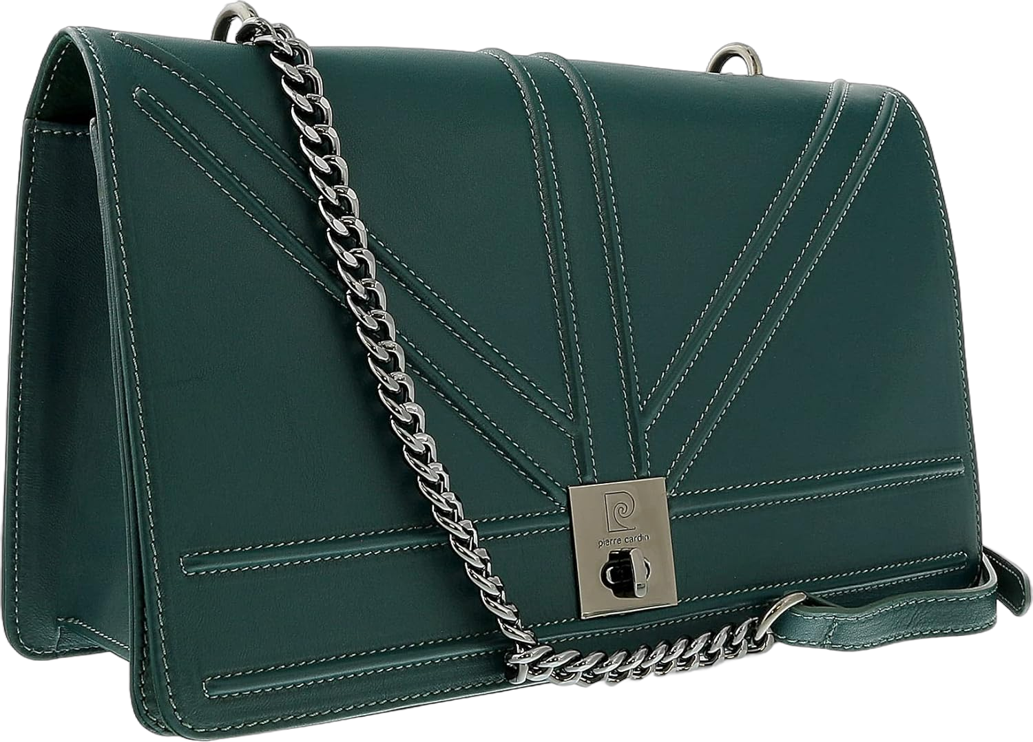 Pierre Cardin Teal Leather Medium Structured Shoulder Bag for womens