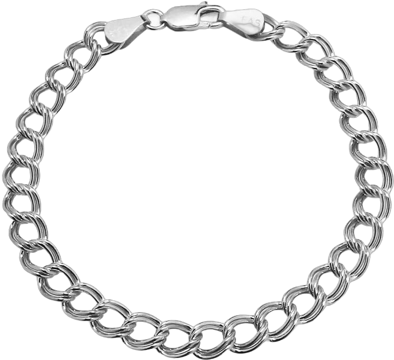 Hoops & Loops 925 Sterling Silver 6mm Italian Double Link Chain Bracelet for Charms, 6 3/4-7'' Women Men, Silver Yellow Gold