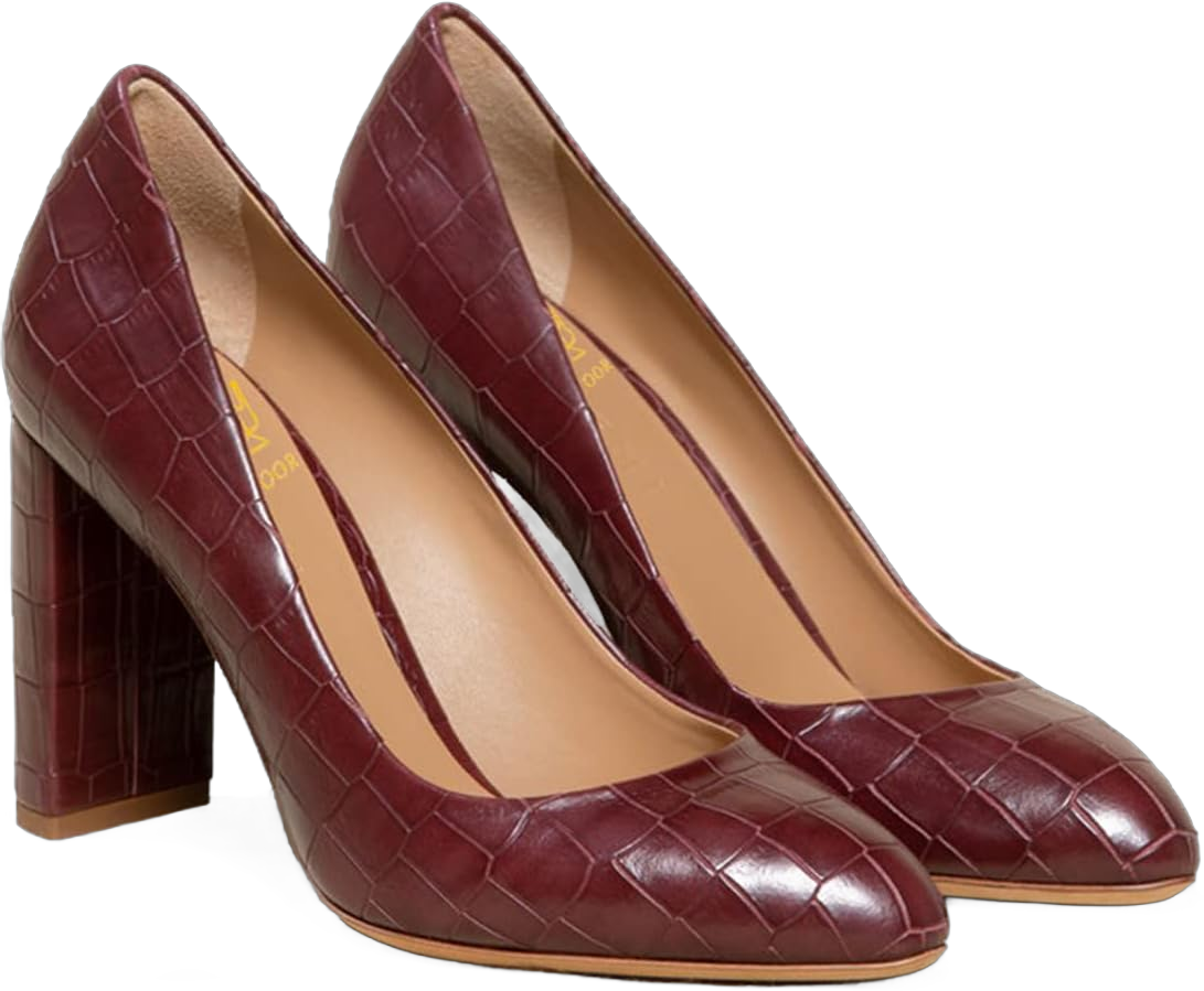 LEHOOR Women Chunky Block High Heel Pumps Shoes Pointed Closed Toe Slip On 3" Heels Dress Sandals Suede Crocodile Patent Leather Work Shoe Office Ladies Formal Dressy Wedding Party Retro 4-11 M US 10 Matte-croc Burgundy