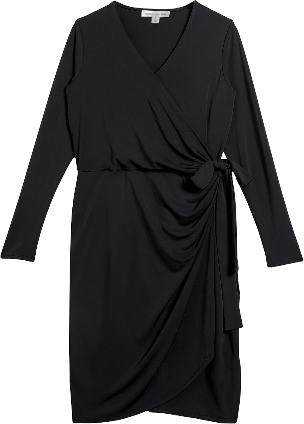 Amazon Essentials Women's Long Sleeve Classic Wrap Dress (Available in Plus Size) Medium Black