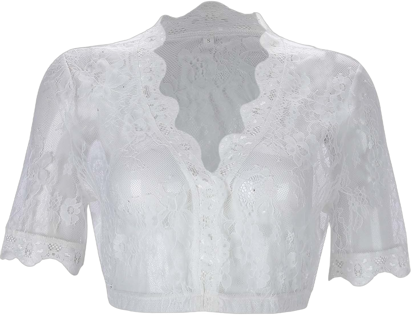 Bavarian Oktoberfest Dirndl Blouse Traditional White Crop Top Stretch Lace Sleeve German Beer Womens Workout Tops Small White