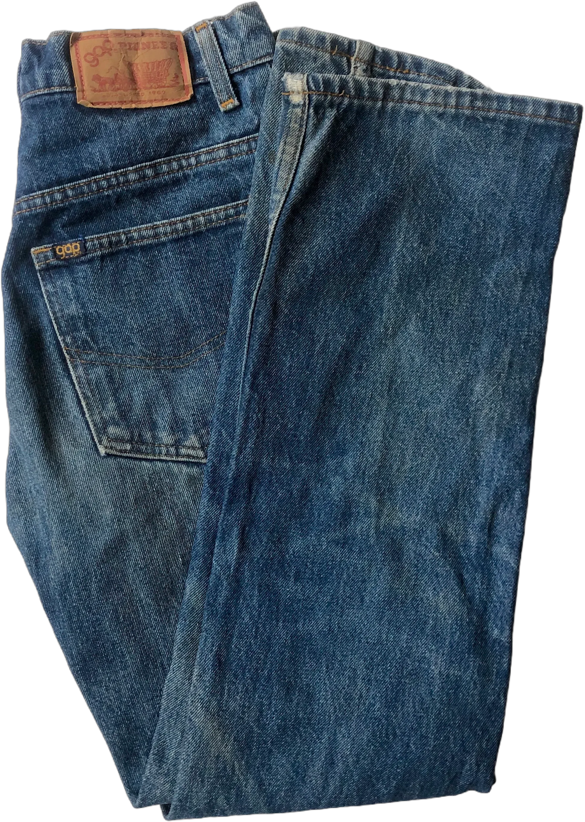 Vintage 1980s GAP Pioneer Denim Jeans sz 29 X 30 1983 Manufacture / Vtg Unisex Denim Dark Wash / Well Worn Y2K Chic