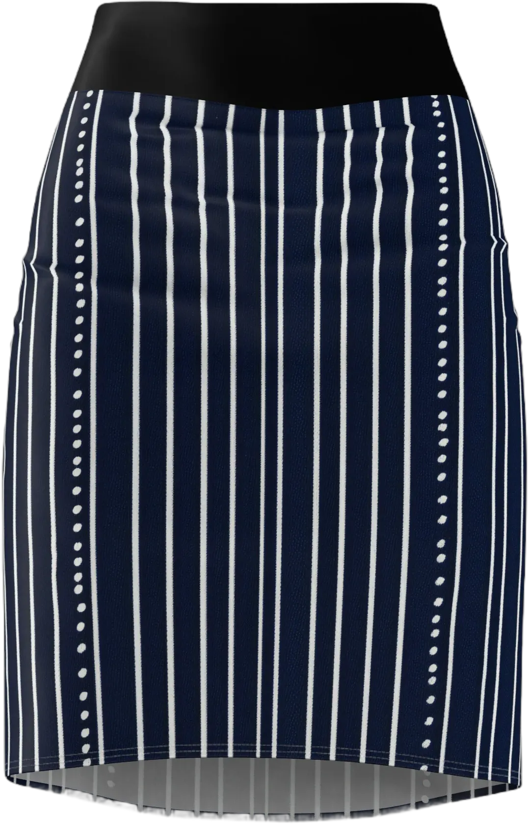 Women&#39;s Pencil Skirt (AOP),, with Various Stylish Navy Blue with White Vertical Stripes