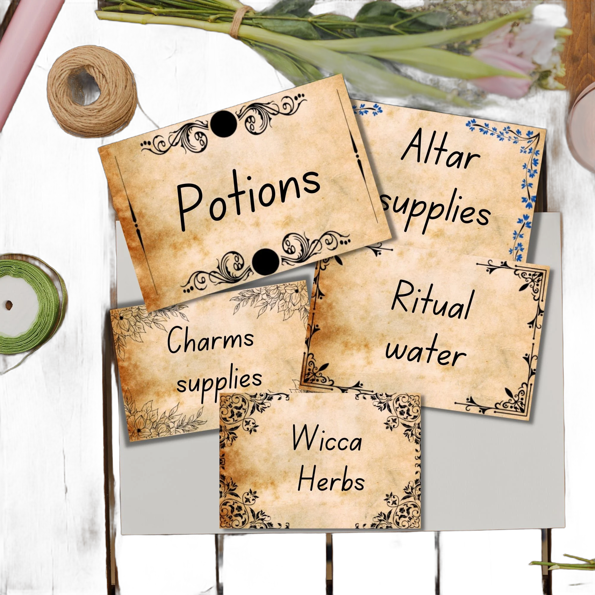 Witchcraft labels, Wiccan supplies, Book of shadows, potions, rituals, wicca, printable, pagan, spells, occult, grimoire, witchy