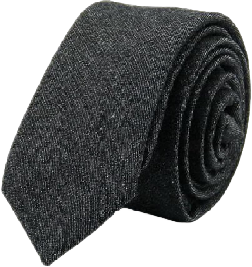 Unisex Denim Skinny Necktie Cotton Narrow Tie Black