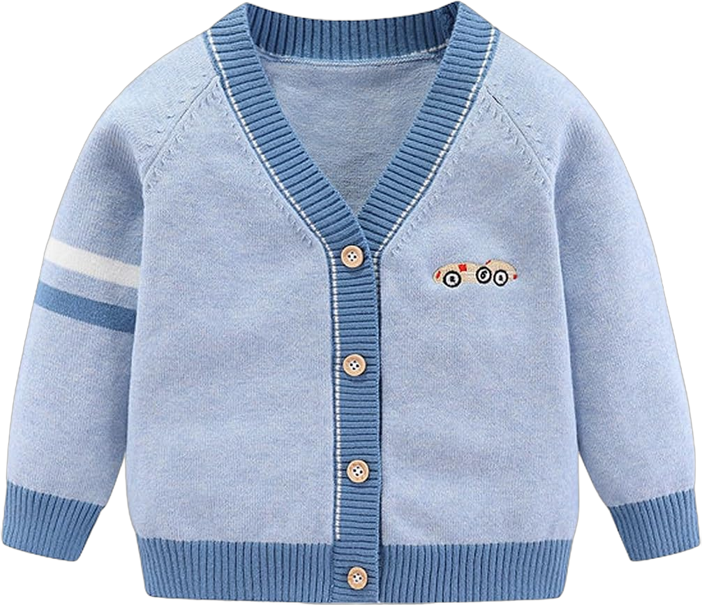 Toddler Baby Boys Cardigan Little Boys V-Neck Cotton Sweater Kids Long Sleeve Jacket Knit Button Up for Fall Winter Blue 2-3T