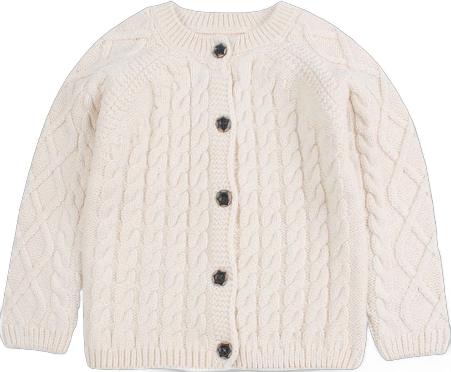 Peecabe Toddler Girl Sweaters Cable Knit Long Sleeve Crewneck Chunky Crochet Cardigans 1-6T 3T White