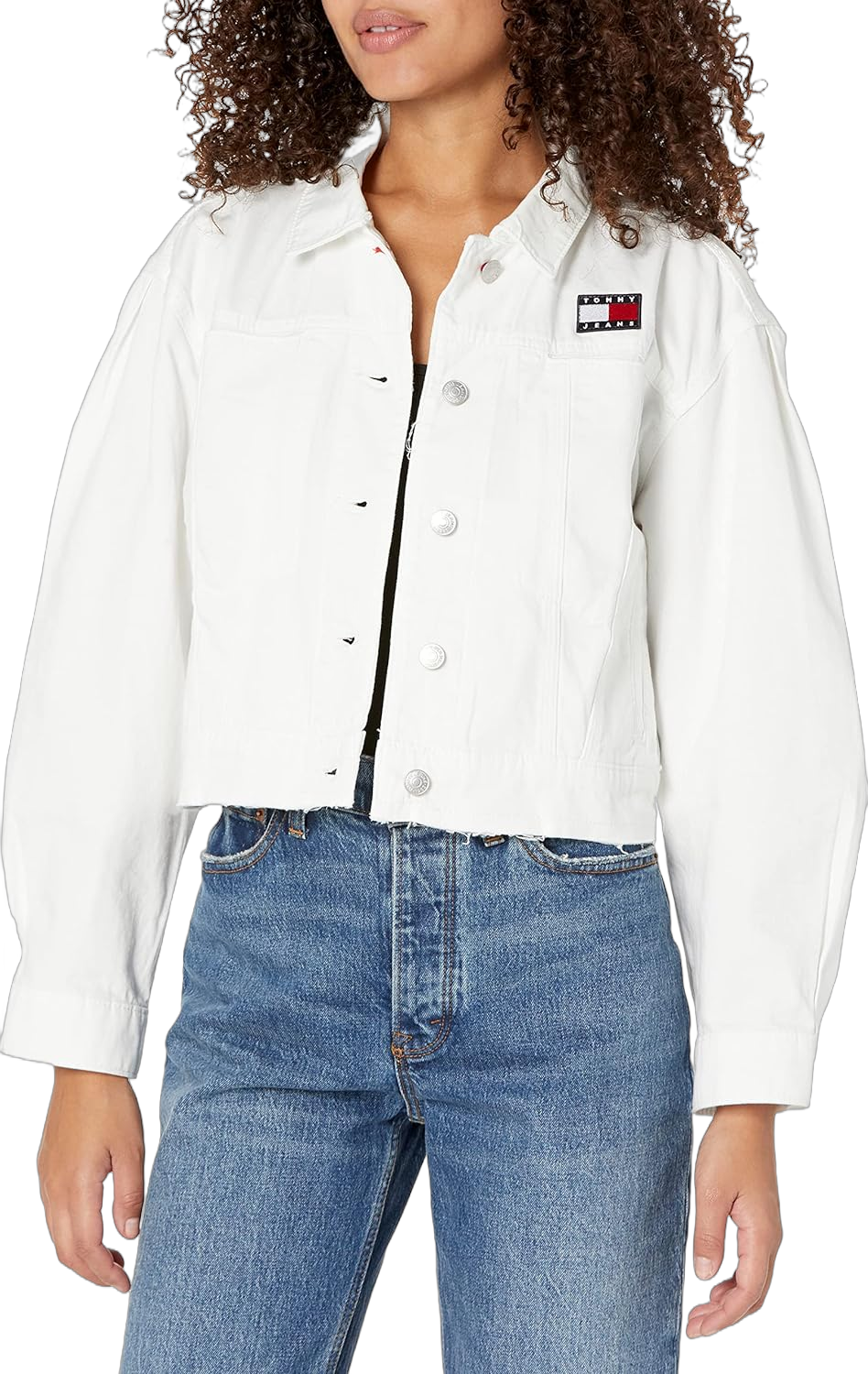 Tommy Hilfiger Women's Everyday Trucker Denim Jean Jacket X-Large White Rinse Wash
