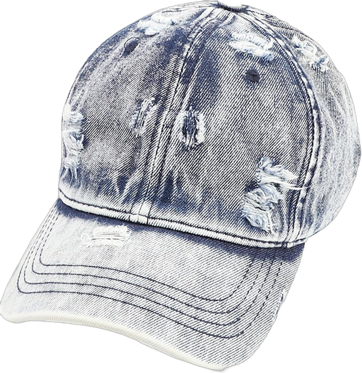 Unisex Ripped Hole Distressed Denim Cap Vintage Washed Adjustable Classic Low Profile Hat Unconstructed Dad Cap Dark Blue One Size