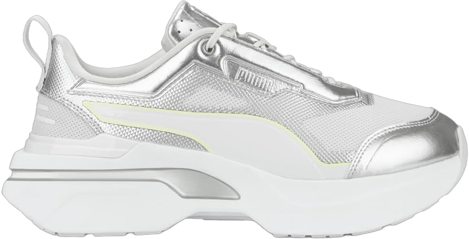 PUMA Womens Kosmo Rider Digital Dark Metallic Platform Sneakers Shoes Casual - Grey, Silver 8 White