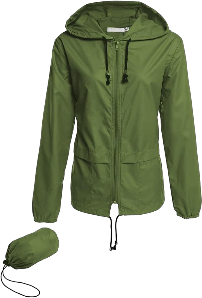 Hount Women's Lightweight Hooded Raincoat Waterproof Packable Active Outdoor Rain Jacket (S-3XL) Small Forest Green