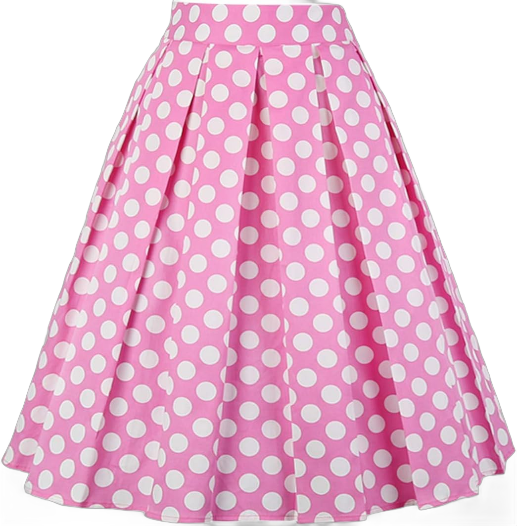 Girstunm Women's Pleated Vintage Skirt Floral Print A-line Midi Skirts with Pockets XX-Large Pink Polka Dot