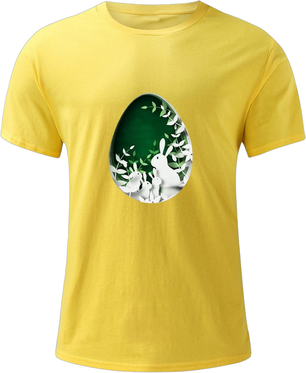 Funny Easter T-Shirts for Men Cotton Casual Short Sleeve Dinosaurs Eggs Printed Round Neck Pullover Shirt X-Large Yellow