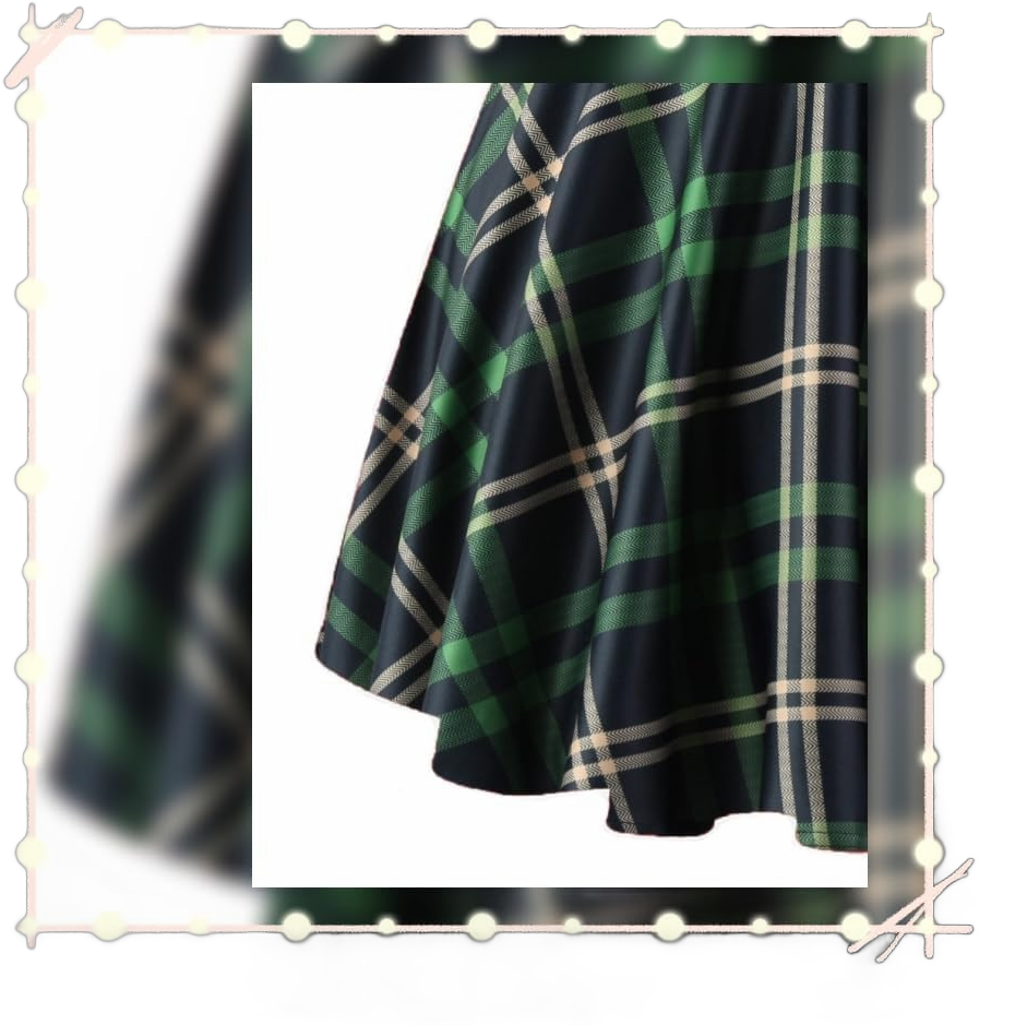 PUKAVT Women's Basic Casual Skirts A-Line Mini Flared Stretchy Skater Party Skirt Green Plaid XX-Large