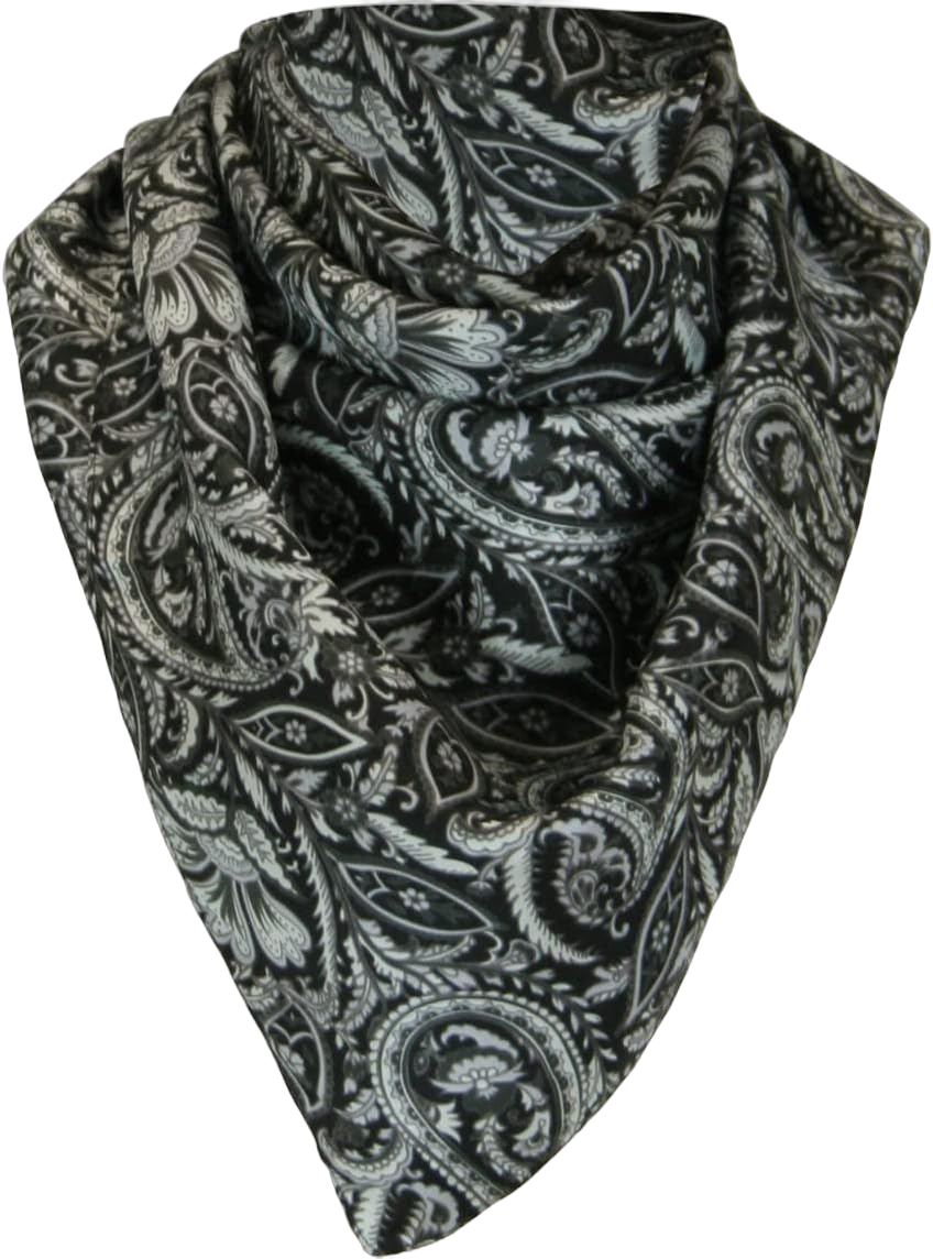 Historical Emporium Men's 100% Silk Paisley Neckerchief 34"x34" Square, Large Cowboy Wild Rag Scarf One Size Black