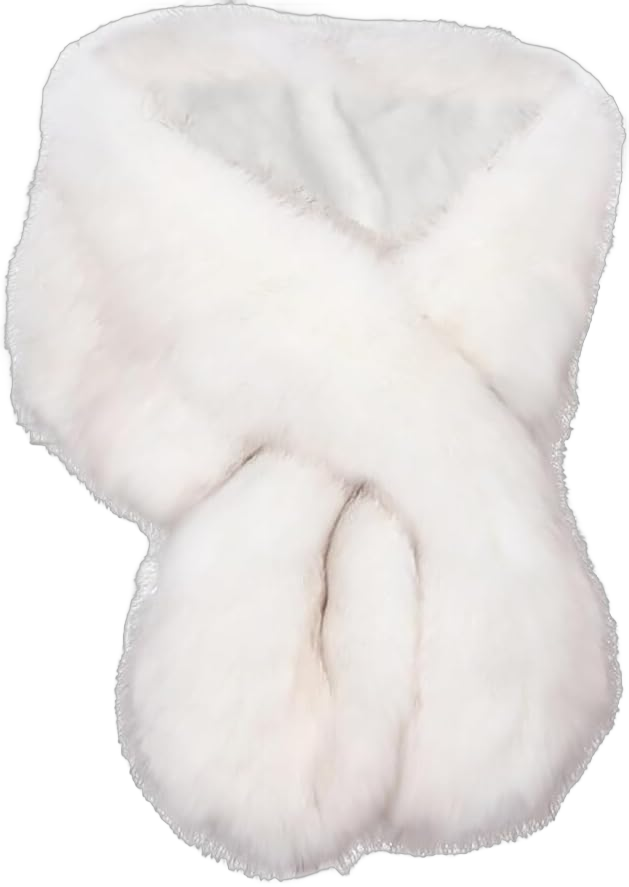 Surakey Women Faux Fur Shawl Wrap Collar Long Winter Neck Warmer Wraps Scarf Stole Wedding Sleeveless 1920s Bridal Fur Scarf (White)