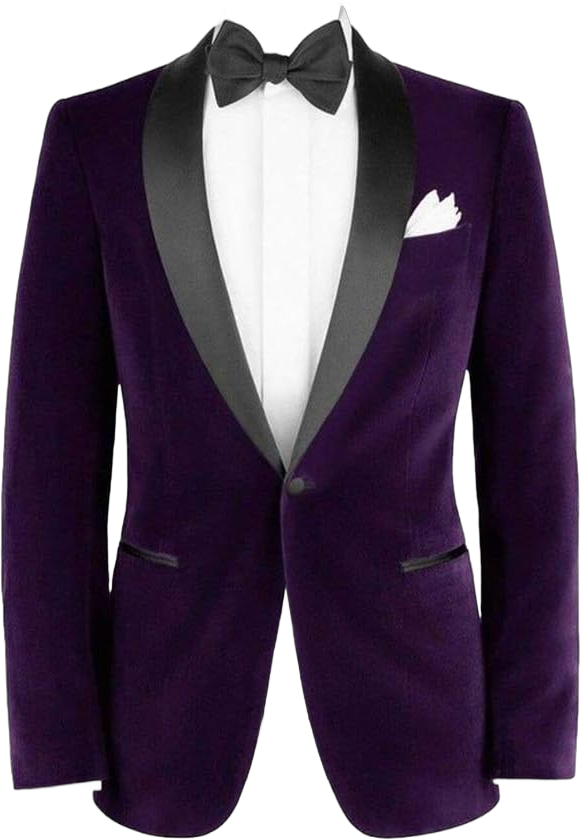 Men's 2 Pieces Slim Fit Tuxedo Velvet Blazer Party One Button Stylish Dinner Jacket & Pants Suit Purple Large