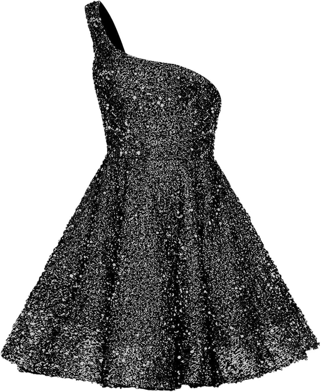 Women's One Shoulder Sequin Homecoming Dresses 2025 Sparkly Short Prom Cocktail Gowns with Pockets 6 Black