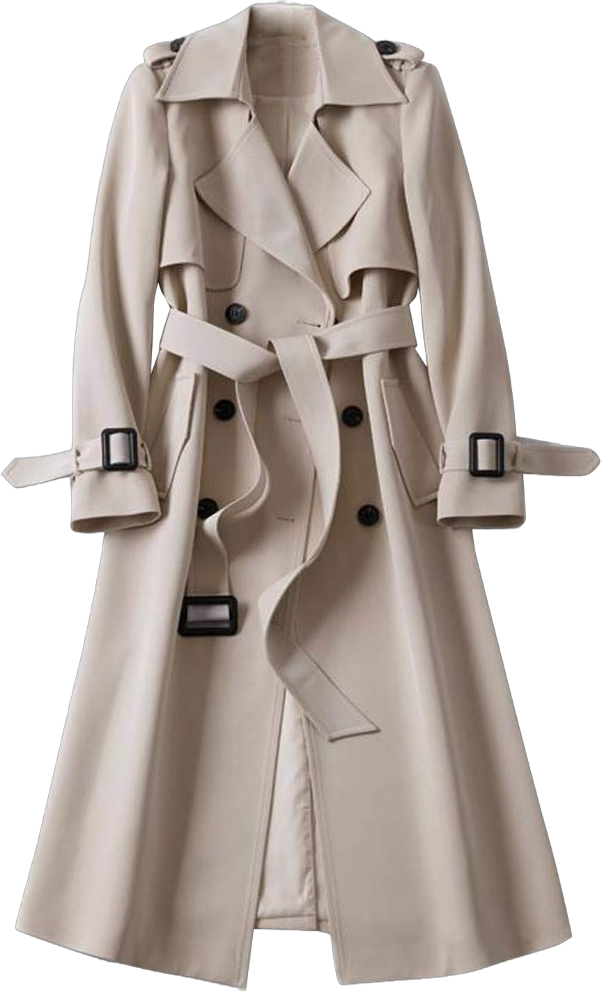 Women's Double Breasted Trench Coats Mid-Length Belted Overcoat Long Dress Jacket,Trench Coats Long XX-Large Beige