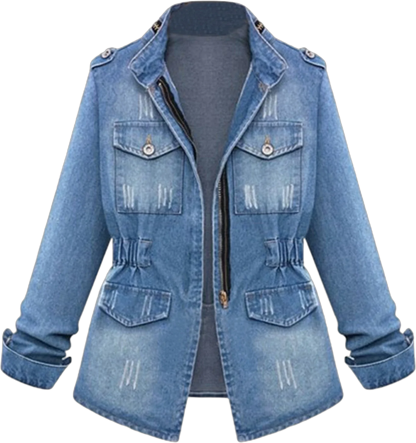 Edvintorg Denim Jackets Clearance Plus Size Casual Womens'S Coats Long Sleeve Streetwear Ladies Oversize Jeans Chain Jacket Coats With Pocket