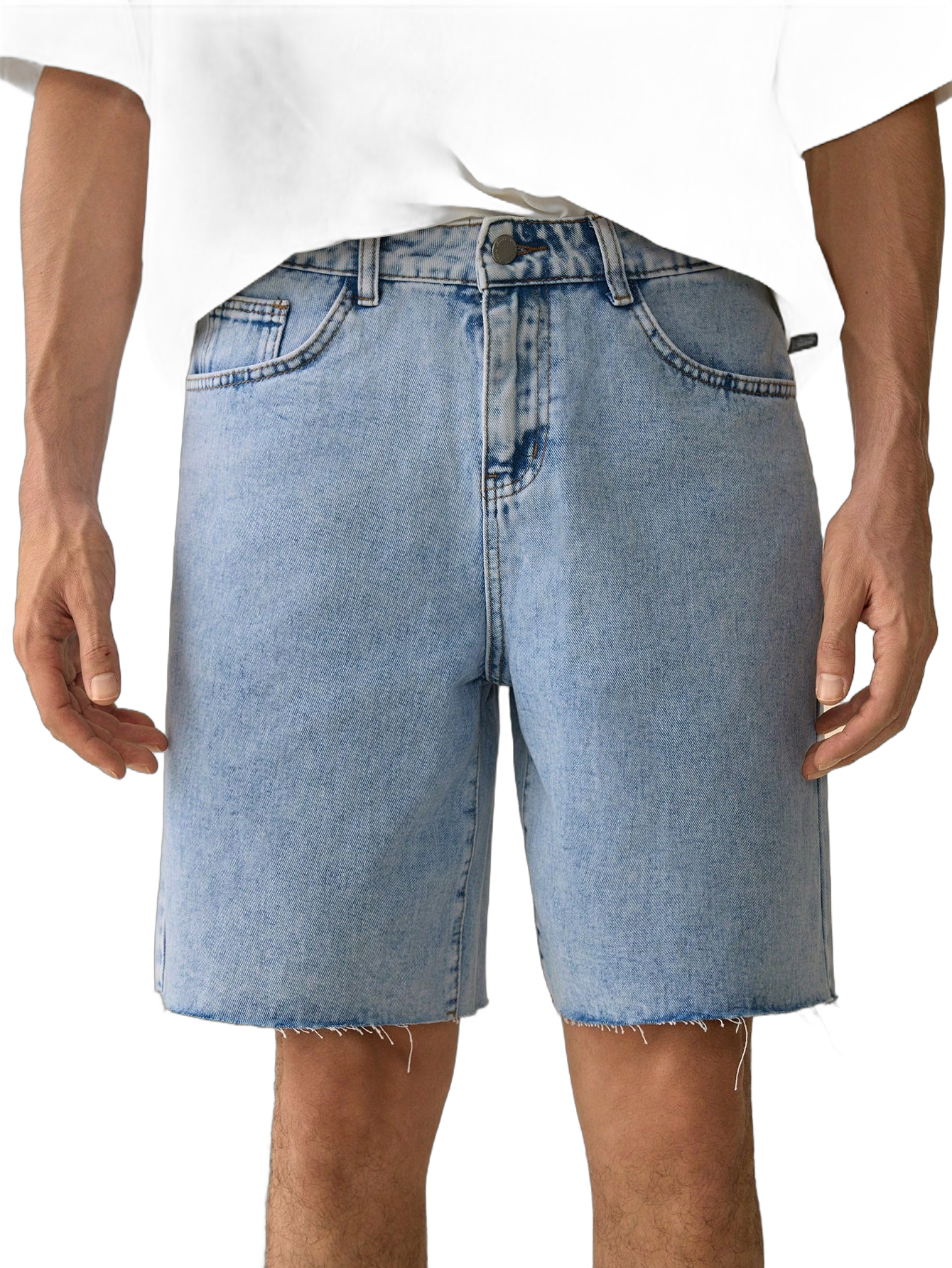 Manfinity UrbanChill Men's Solid Color Simple Casual Denim Shorts