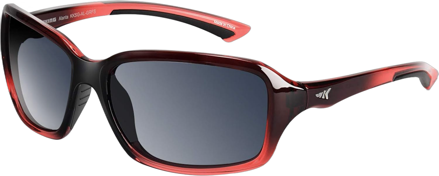 KastKing Alanta Polarized Sport Sunglasses for Men and Women, Ideal for Driving Fishing Cycling and Running,UV Protection Frame:gloss Raspberry Fade / Lens:smoke