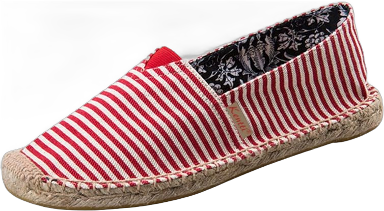 Women's Breathable Canvas Stripe Slip on Flat Espadrilles 7-7.5 Red