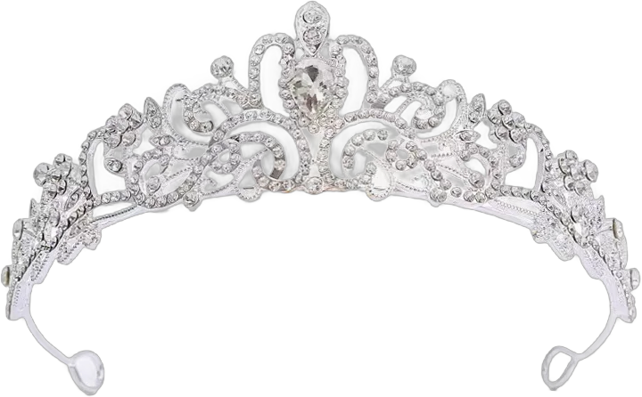 HOOUDO Headdress Clearance Women's Head Chain Silver Crystal Crown Headband Elegant Crown With Combs For Women Girls Bridal Wedding Prom Birthday Party-Silver