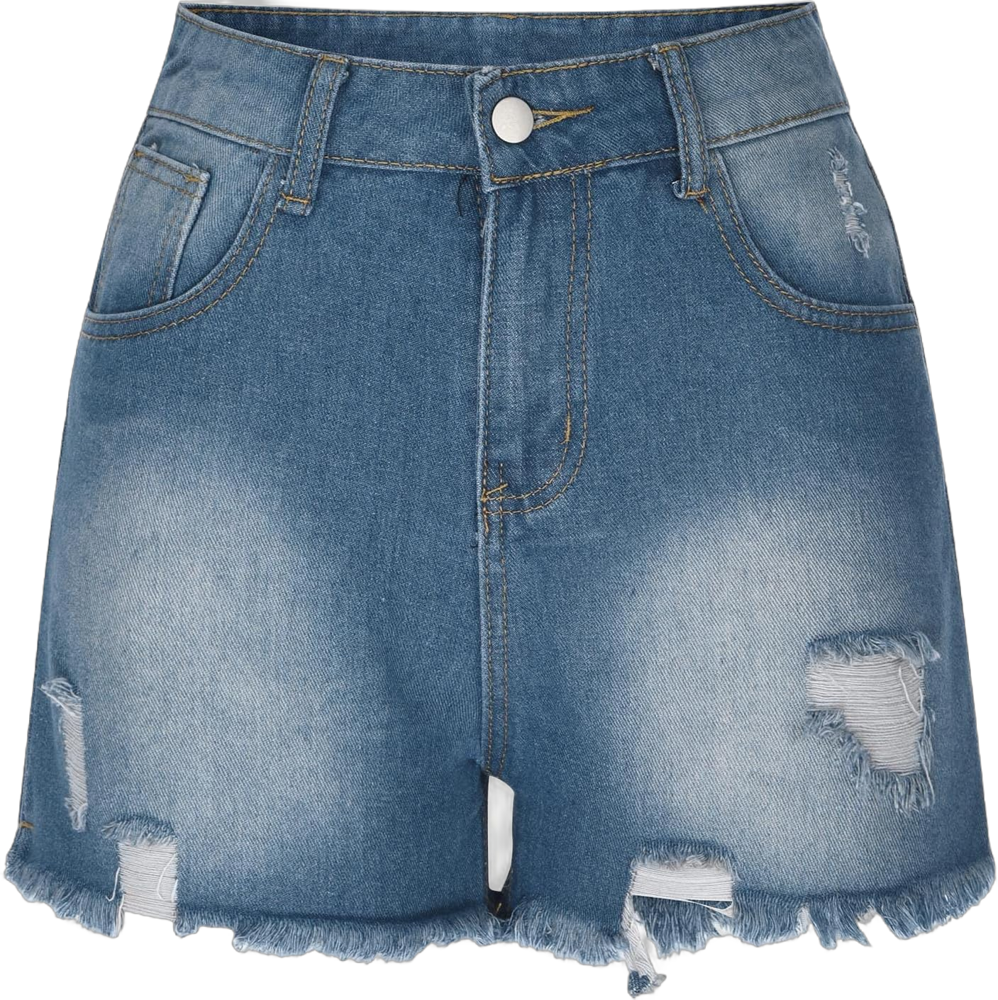 ZDRZK Womens Summer Jean Shorts with Pockets High Waisted Distressed Ripped Hem Stretchy Denim Shorts Dressy Casual XX-Large #J02-dark Blue