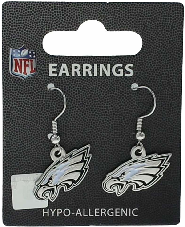 aminco NFL womens NFL Logo Dangler Earrings Philadelphia Eagles 2.5 Silver