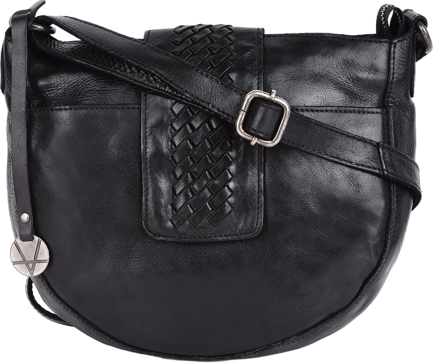 Genuine Leather Crossbody Sling Bag for Women - Trendy Casual Office Bag with Adjustable Strap Black