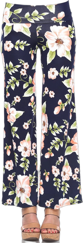 Women's Floral Printed Palazzo Pants Orange Small - White Mark