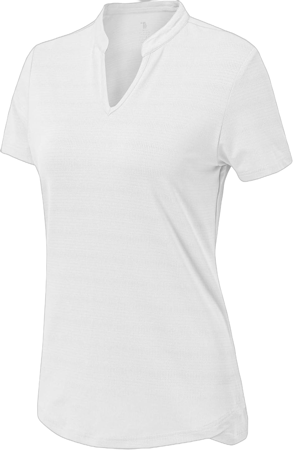 BASUDAM Women's Golf Polo Shirts V-Neck Short Sleeve Collarless Tennis Running T-Shirts Quick Dry X-Large White